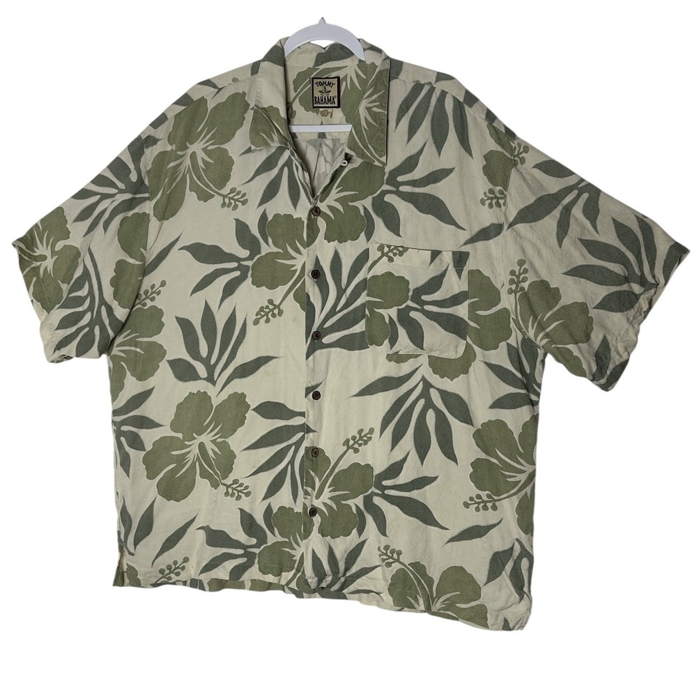 Tommy‎ Bahama 100% Silk Shirt Men's 2XL Button Up Summer Resort Beach Hawaiian